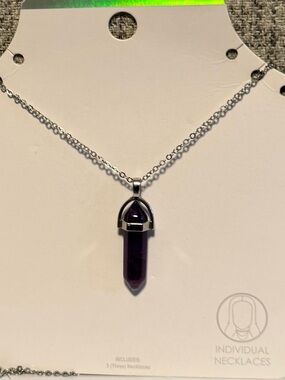 Purple Crystal Point Pendant with chain